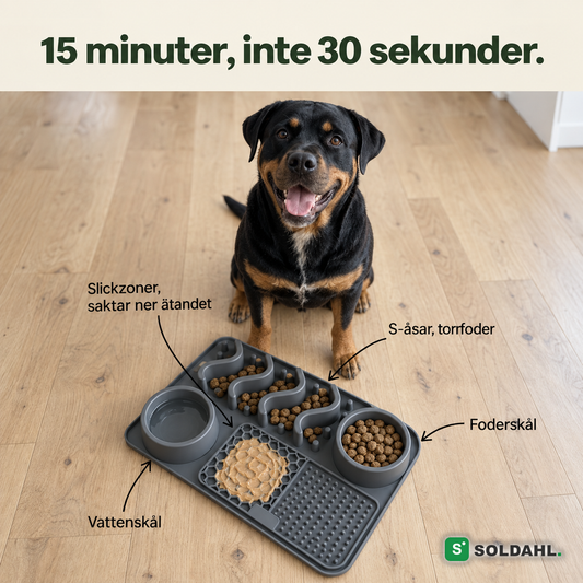 15 minuter, inte 30 sekunder. Zonerna i långsamskålen: vattenskål, S-åsar, slickzoner, foderskål