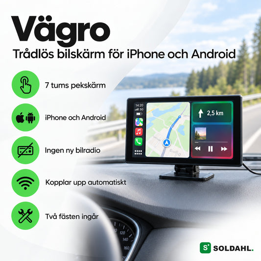 Vägro på instrumentbrädan med karta, fem fördelar: pekskärm, iPhone och Android, ingen ny bilradio