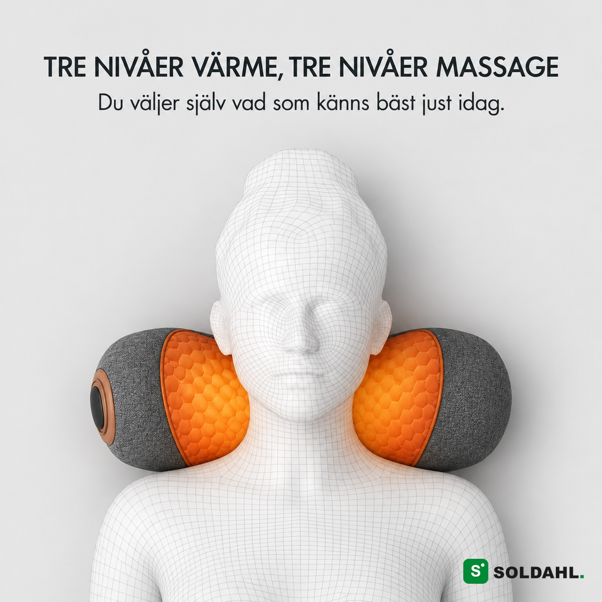 Soldahl® Nackvila, tre nivåer värme och tre nivåer massage
