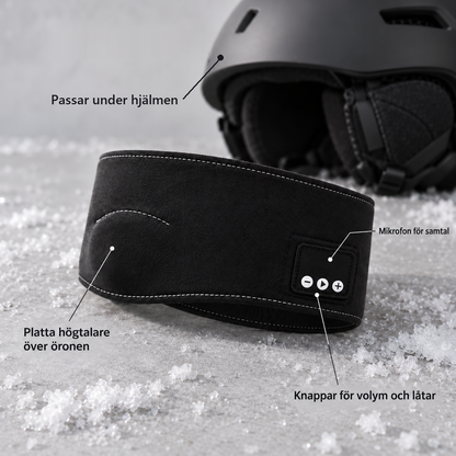 Soldahl Bluetooth-pannband med platta högtalare och mikrofon för skidhjälmen