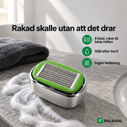 Soldahl Blankrak huvudrakare med 8 blad på en bänk i badrummet