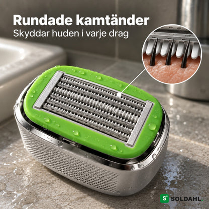 Rundade kamtänder framför bladen på Blankrak