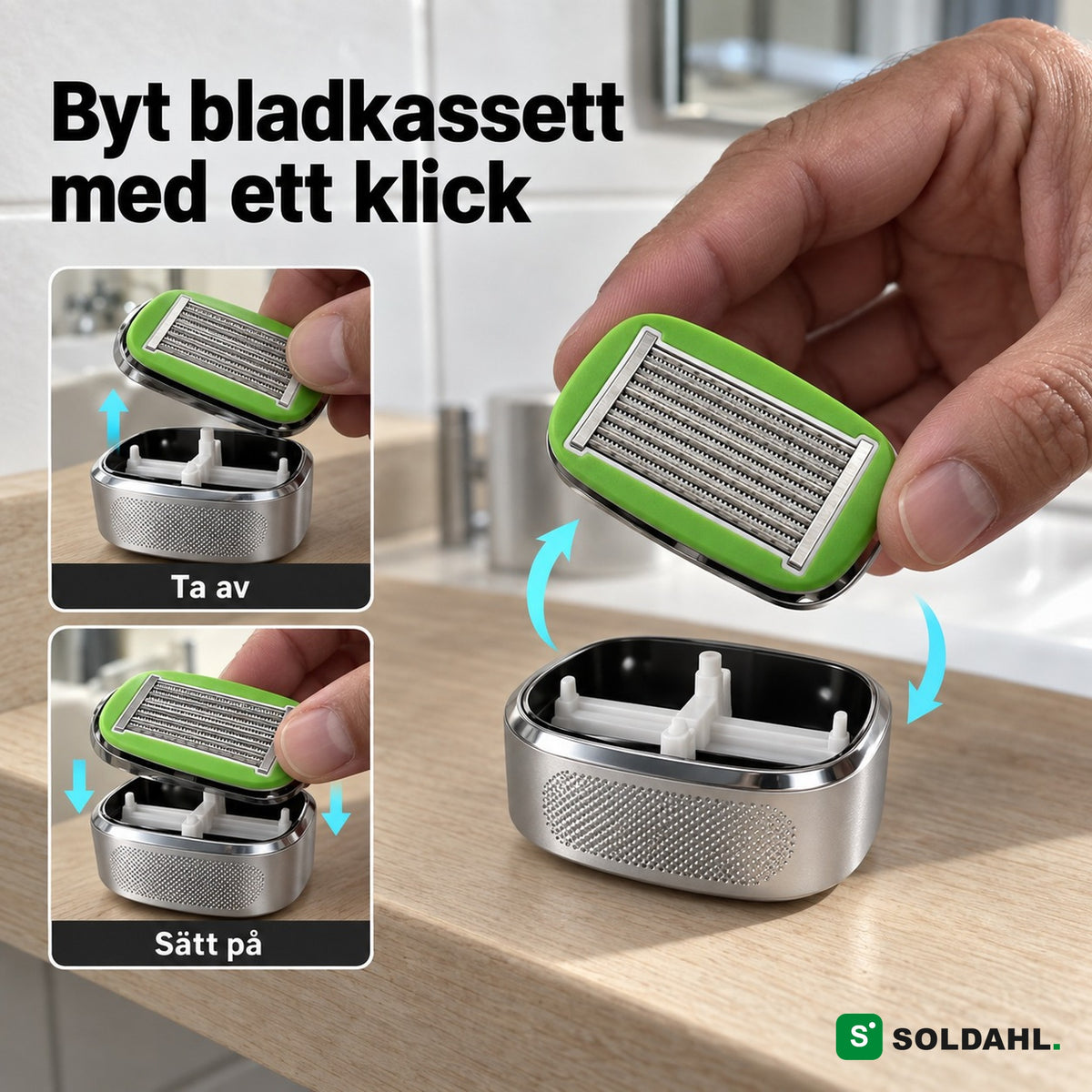 Byt bladkassett på Blankrak med ett klick