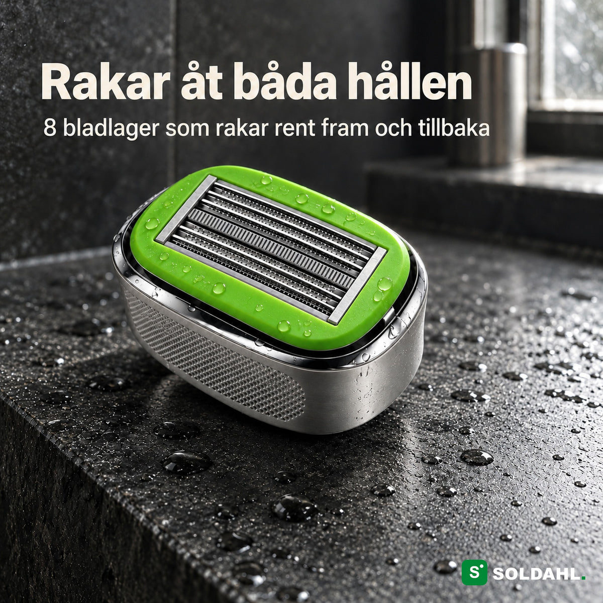 Blankrak har 8 bladlager som rakar åt båda hållen
