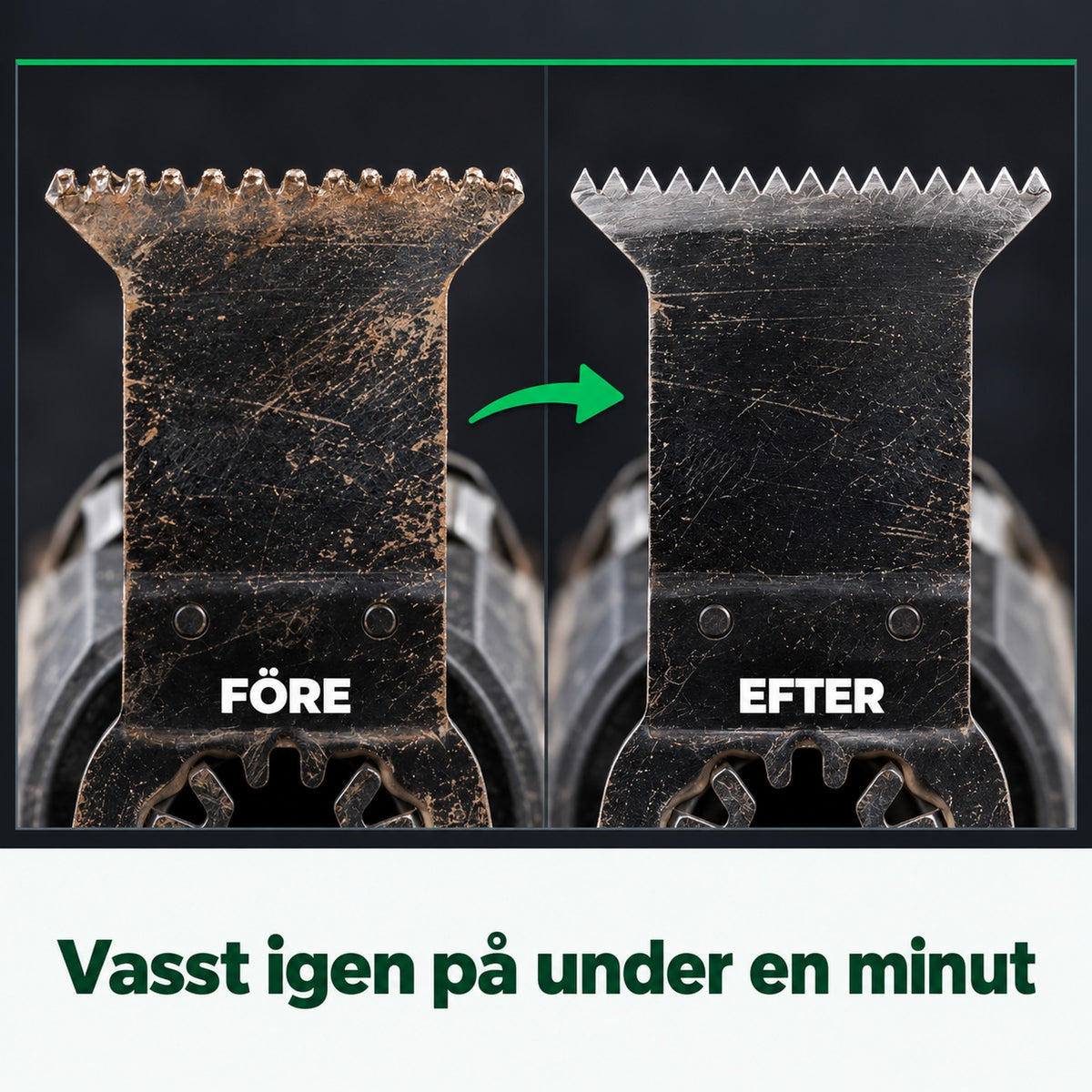 Sågblad före och efter slipning