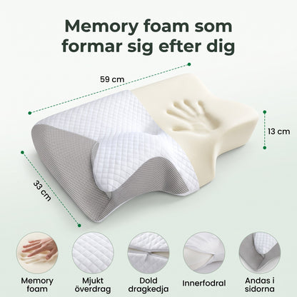 Memory foam, mått 59 x 33 x 13 cm