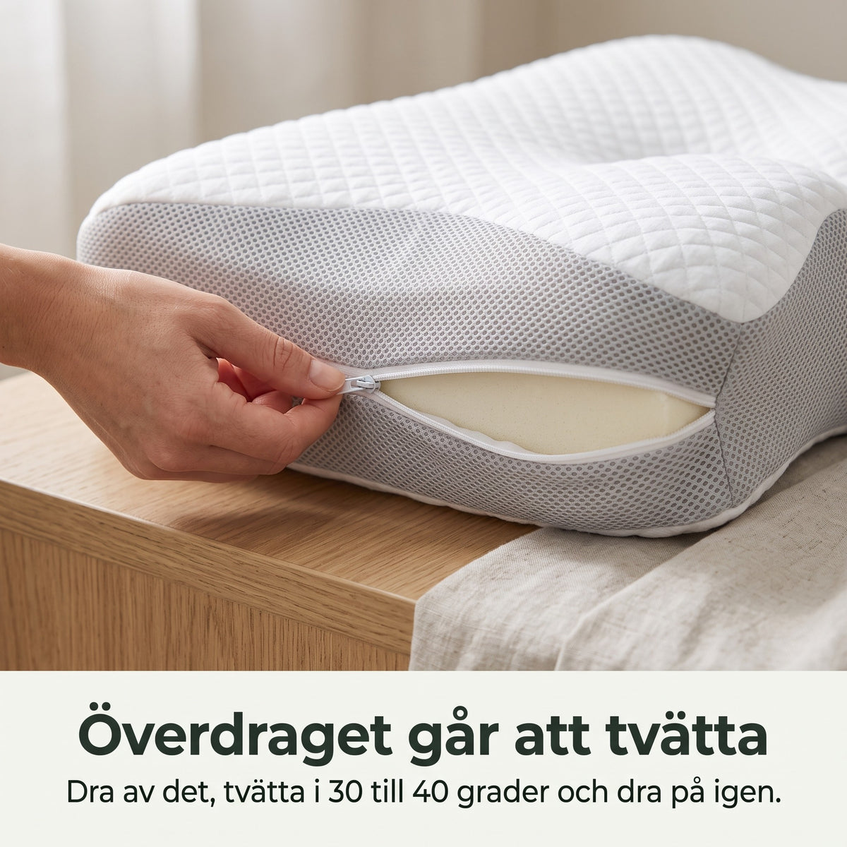 Tvättbart överdrag med dragkedja