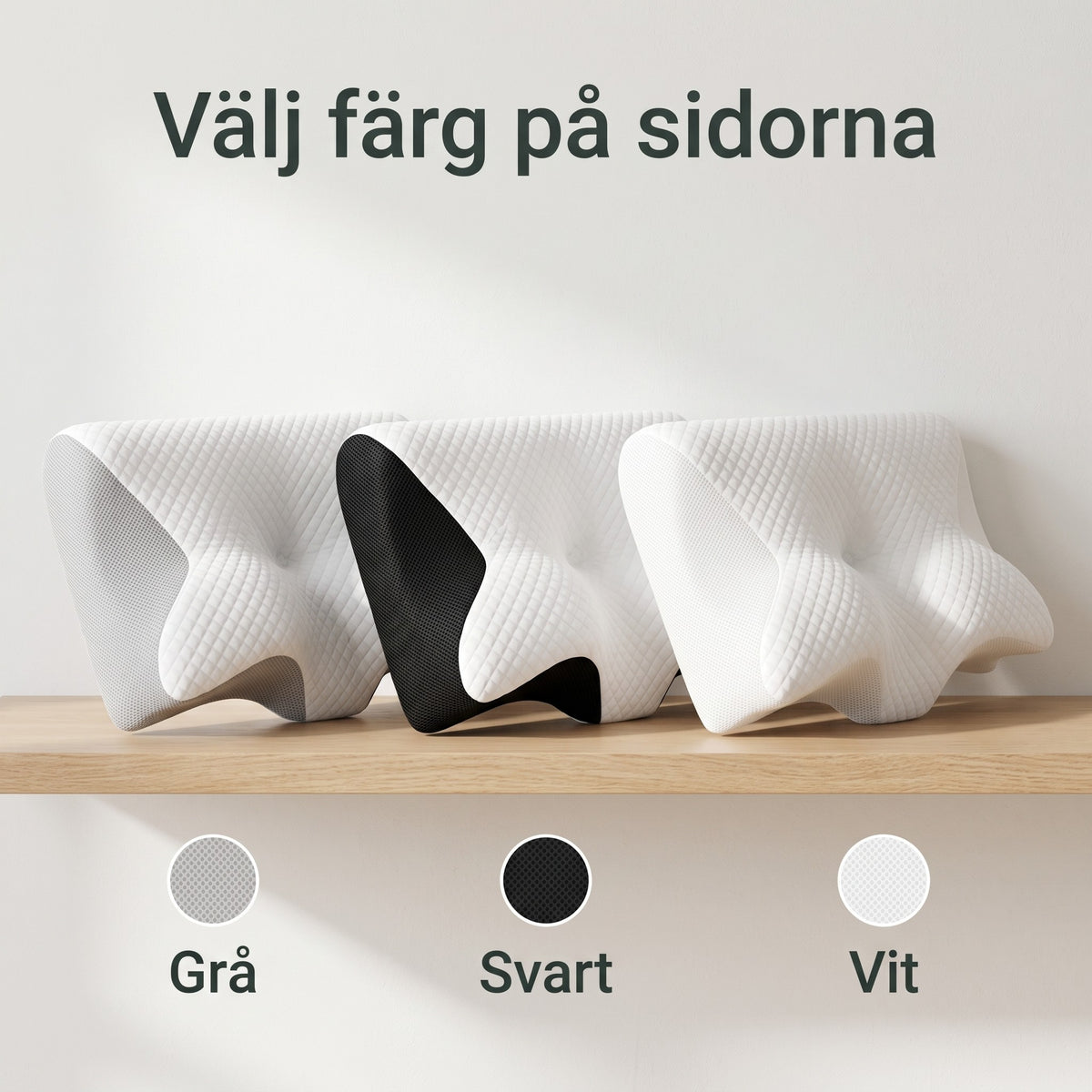 Tre färger: grå, svart, vit