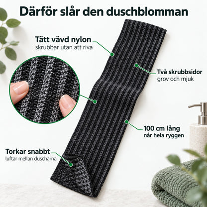 Skrubbhandduken med fyra förklarade egenskaper: väv, två sidor, längd och torktid