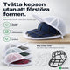 Kepsform tvättram med marinblå keps i mesh-påse, tvätta kepsen utan att förstöra formen