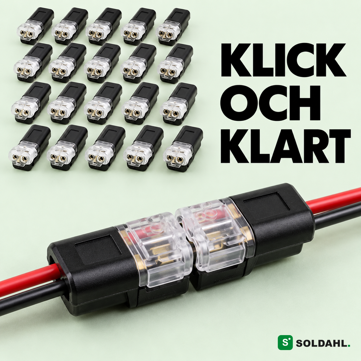 Kopplex kabelkontakter i rad, klick och klart på sekunder