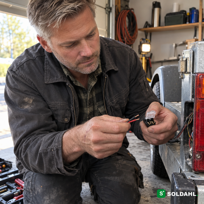 Kopplex används vid kabeldragning på en släpvagn i garaget