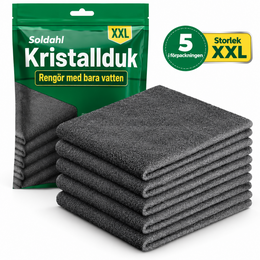 Soldahl® Kristallduk | Skinande rent med bara vatten – 5-pack mikrofibertrasor