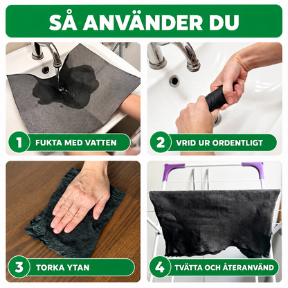 Så använder du Soldahl Kristallduk - fukta, vrid ur, torka, tvätta och återanvänd