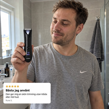 Man håller upp Soldahl kroppstrimmer med omdöme: Bästa jag använt