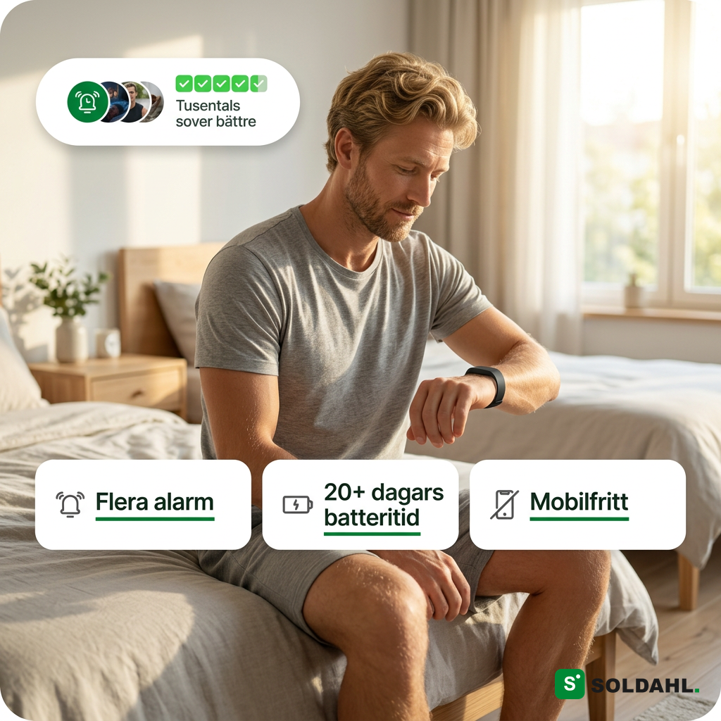 Flera alarm, lång batteritid, mobilfritt