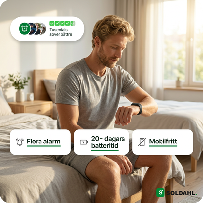 Flera alarm, lång batteritid, mobilfritt