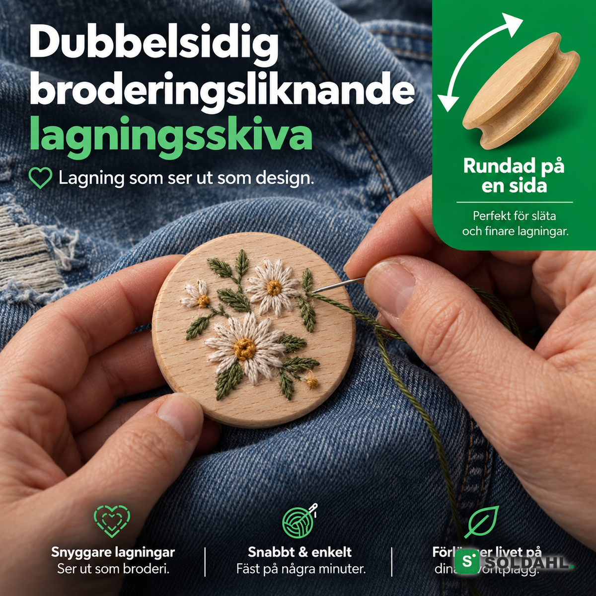 Dubbelsidig lagningsskiva i massiv bok för finare lagningar