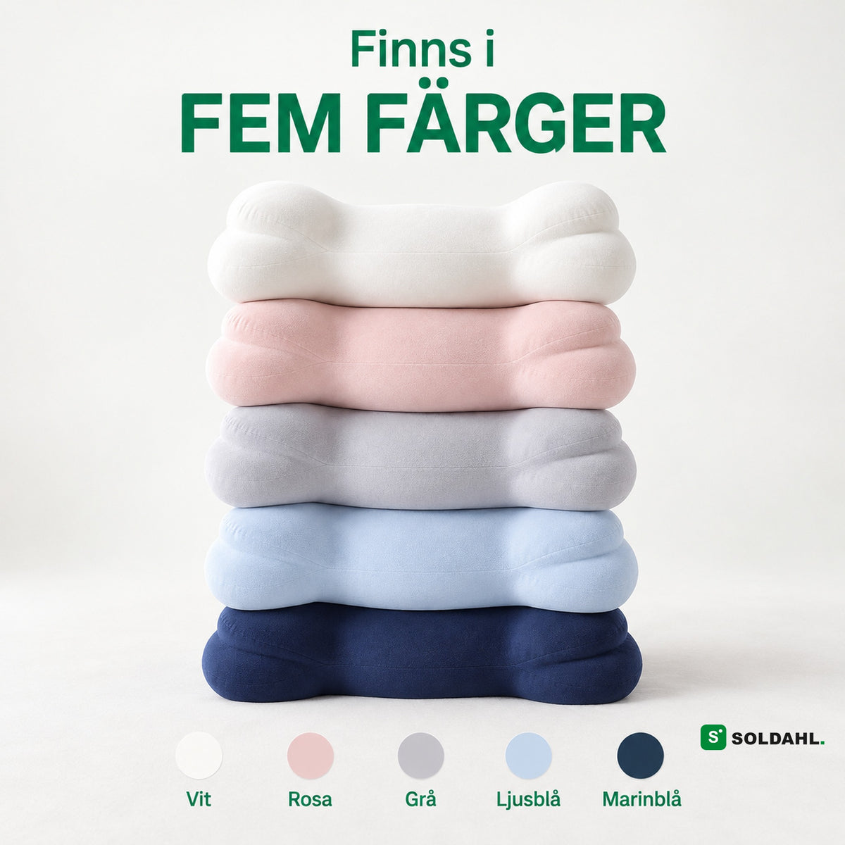 Molnkudden finns i fem färger: vit, rosa, grå, ljusblå och marinblå