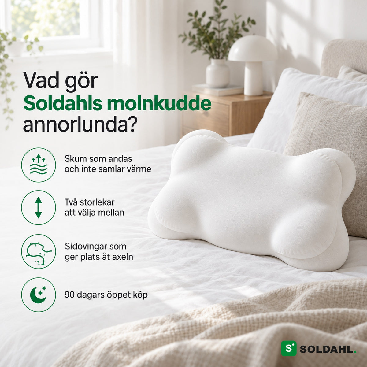 Det som gör molnkudden annorlunda: andas, två storlekar, sidovingar