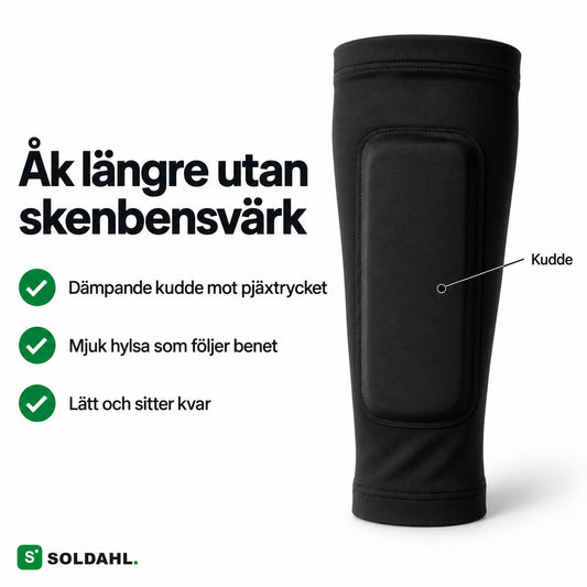 Åk längre utan skenbensvärk, svart Pjäxro med dämpande kudde