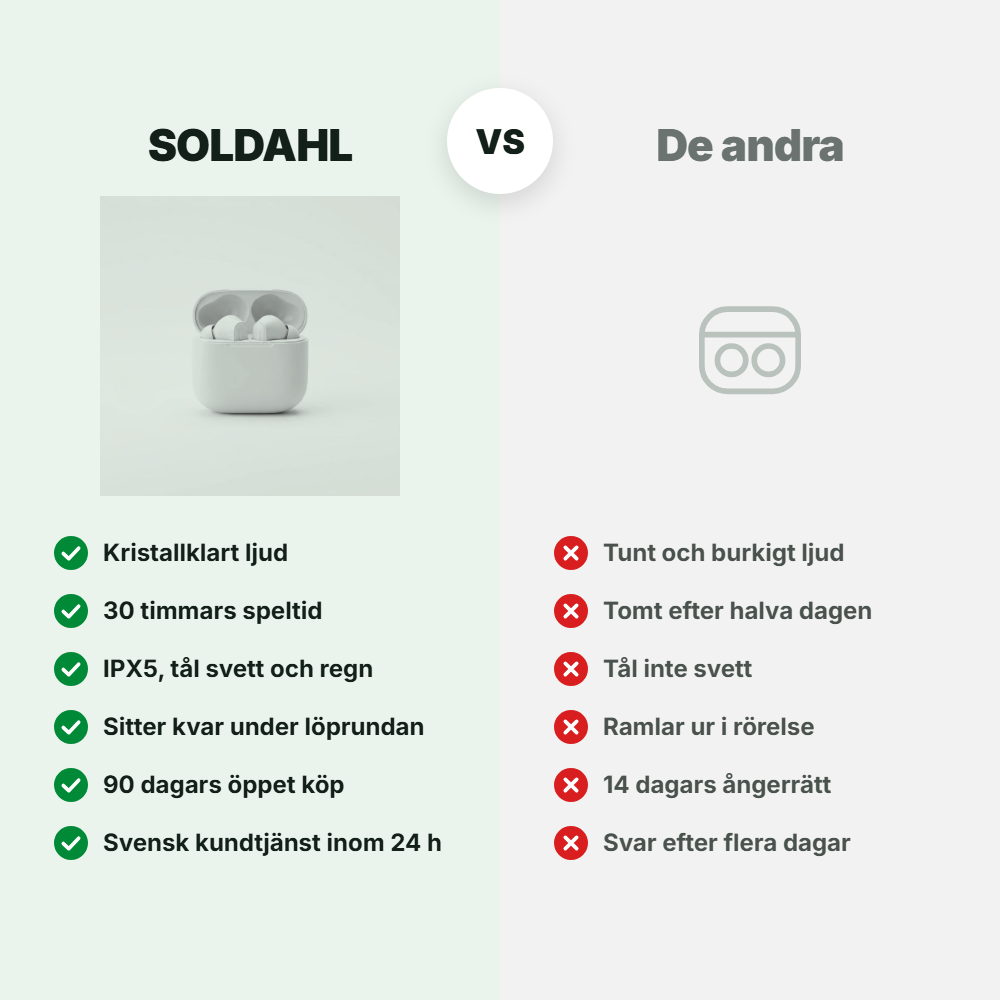 Soldahl jämfört med andra trådlösa hörlurar