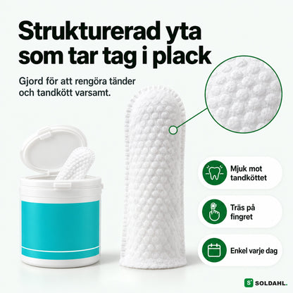 Strukturerad fingerservett som tar tag i plack