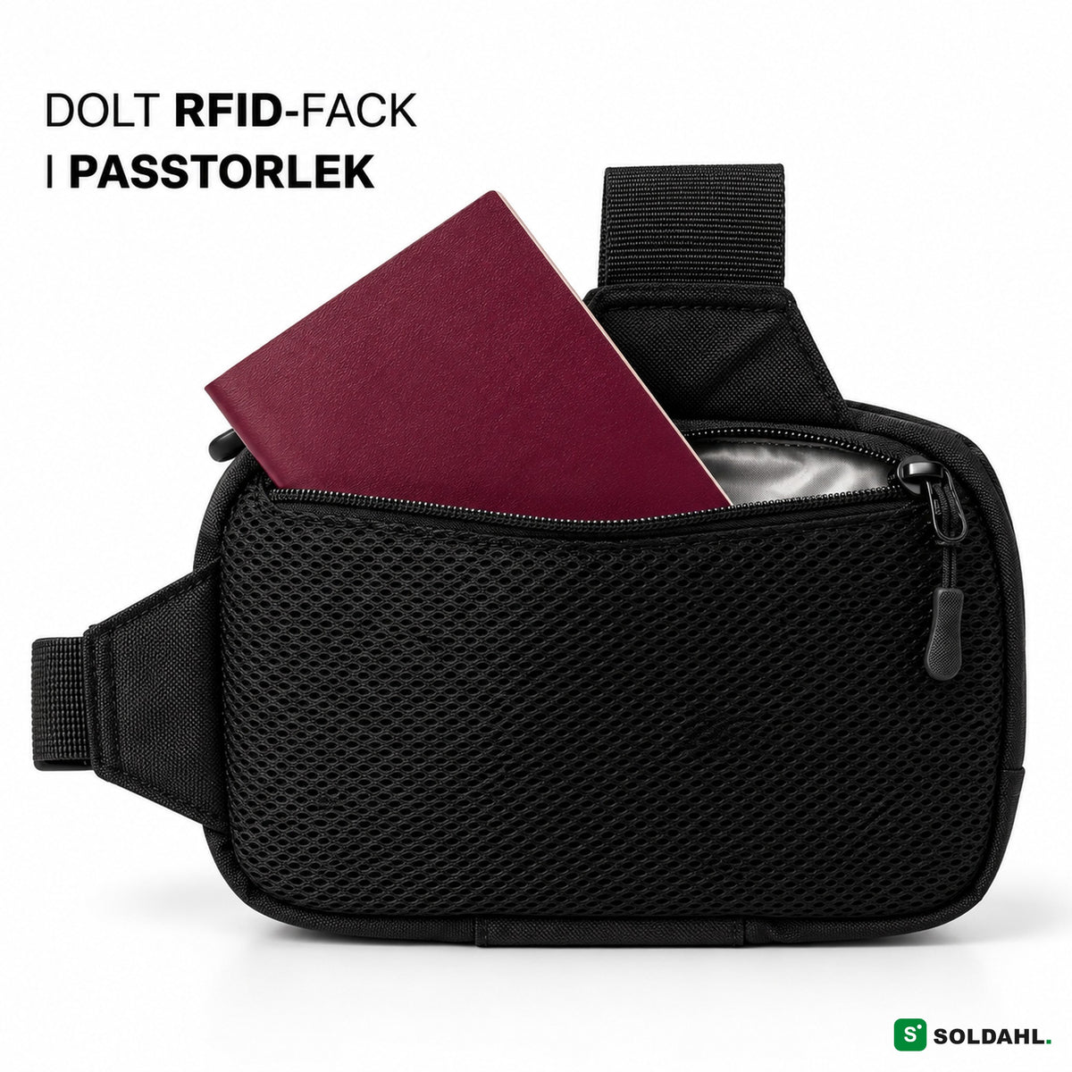 Dolt RFID-fack på baksidan i passtorlek