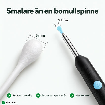 Spetsen är 3,5 mm, smalare än en bomullspinne