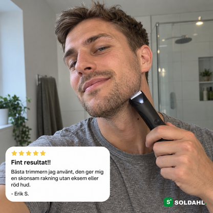 Soldahl Trimro - man använder trimmer i badrum