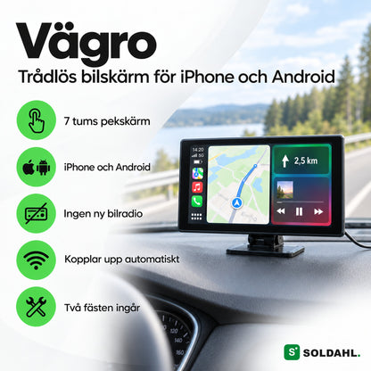 Vägro på instrumentbrädan med karta, fem fördelar: pekskärm, iPhone och Android, ingen ny bilradio