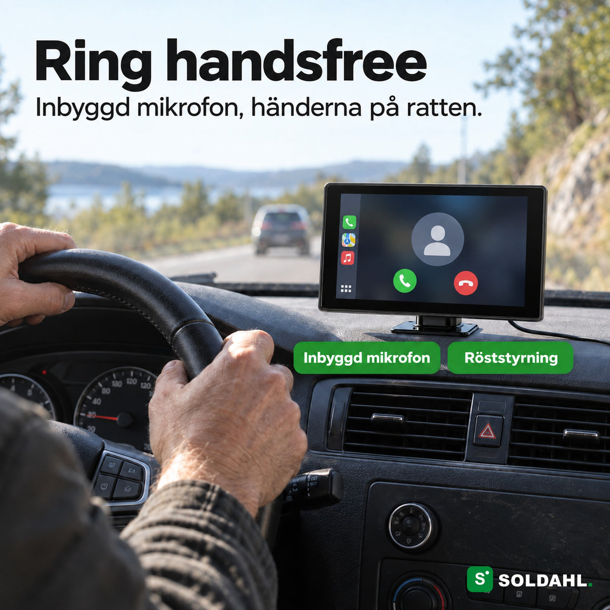 Ring handsfree via Vägro med inbyggd mikrofon och röststyrning