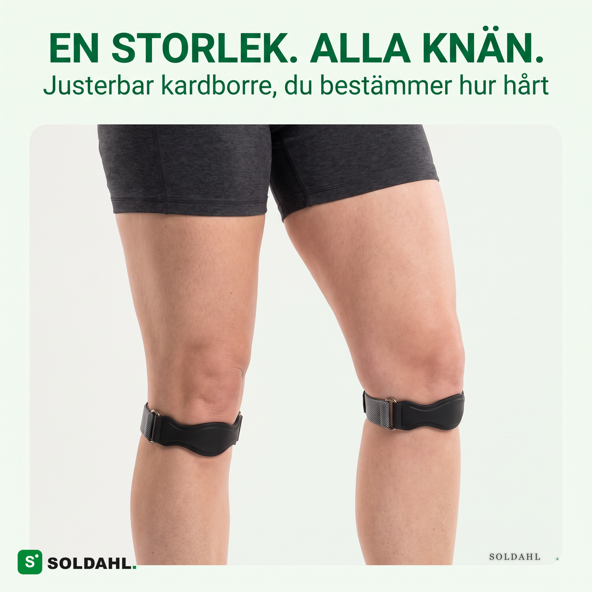 En storlek passar alla knän, justerbar kardborre