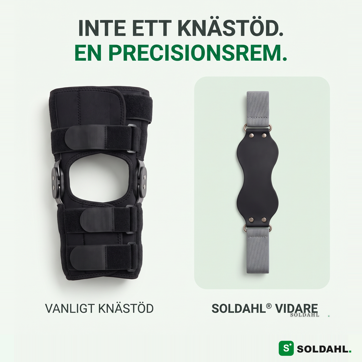 Vidare jämfört med ett vanligt knästöd